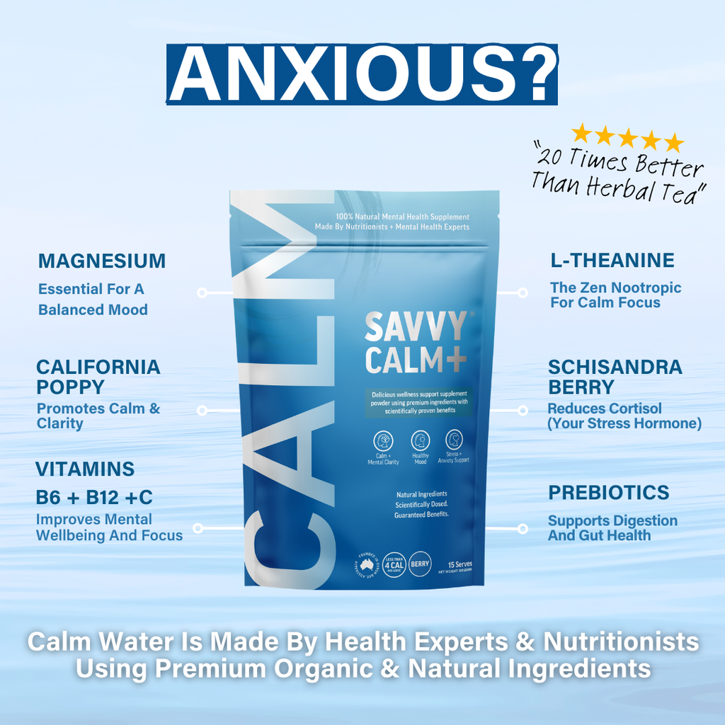SAVVY BEVERAGES - Functional Calm+ Water - Mental Health Supplement: The Calmest Fortnight