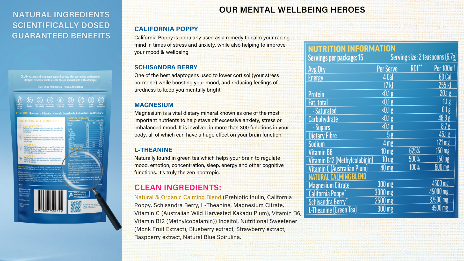 SAVVY BEVERAGES - Functional Calm+ Water - Mental Health Supplement: The Calmest Fortnight