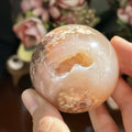 Moon Rituals - Natural Flower Agate Sphere | Cherry Blossom Crystal for Growth & Manifestation: 4.5-5cm