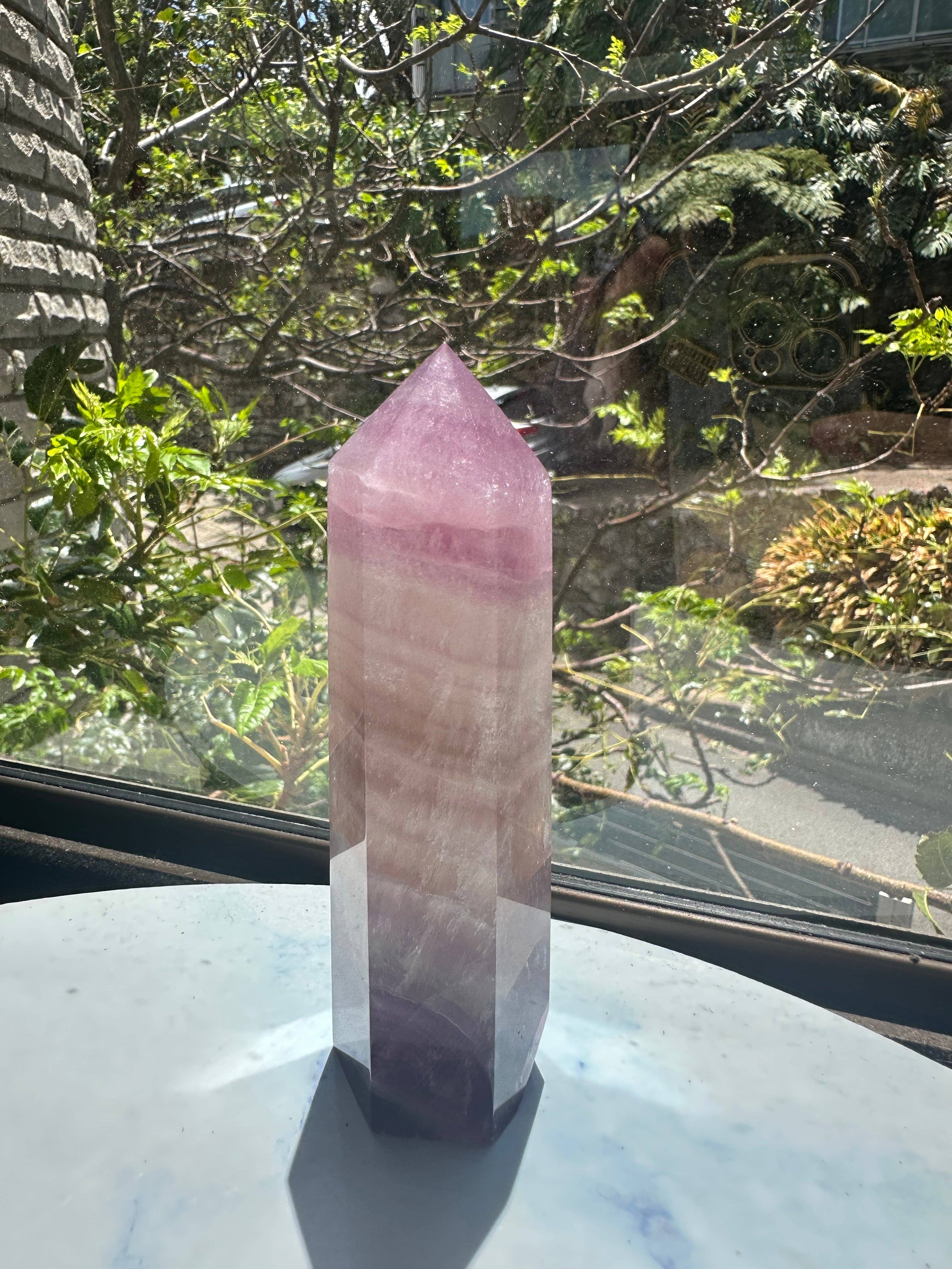 Moon Rituals - Large Purple Fluorite Tower | Genuine Brazilian Rainbow Fluorite Generator for Focus & Spiritual Protection #4