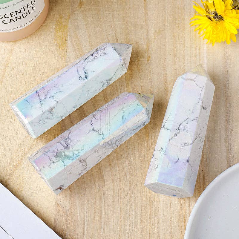 Moon Rituals - Aura Howlite Tower | Positivity, Communication & Angelic Light