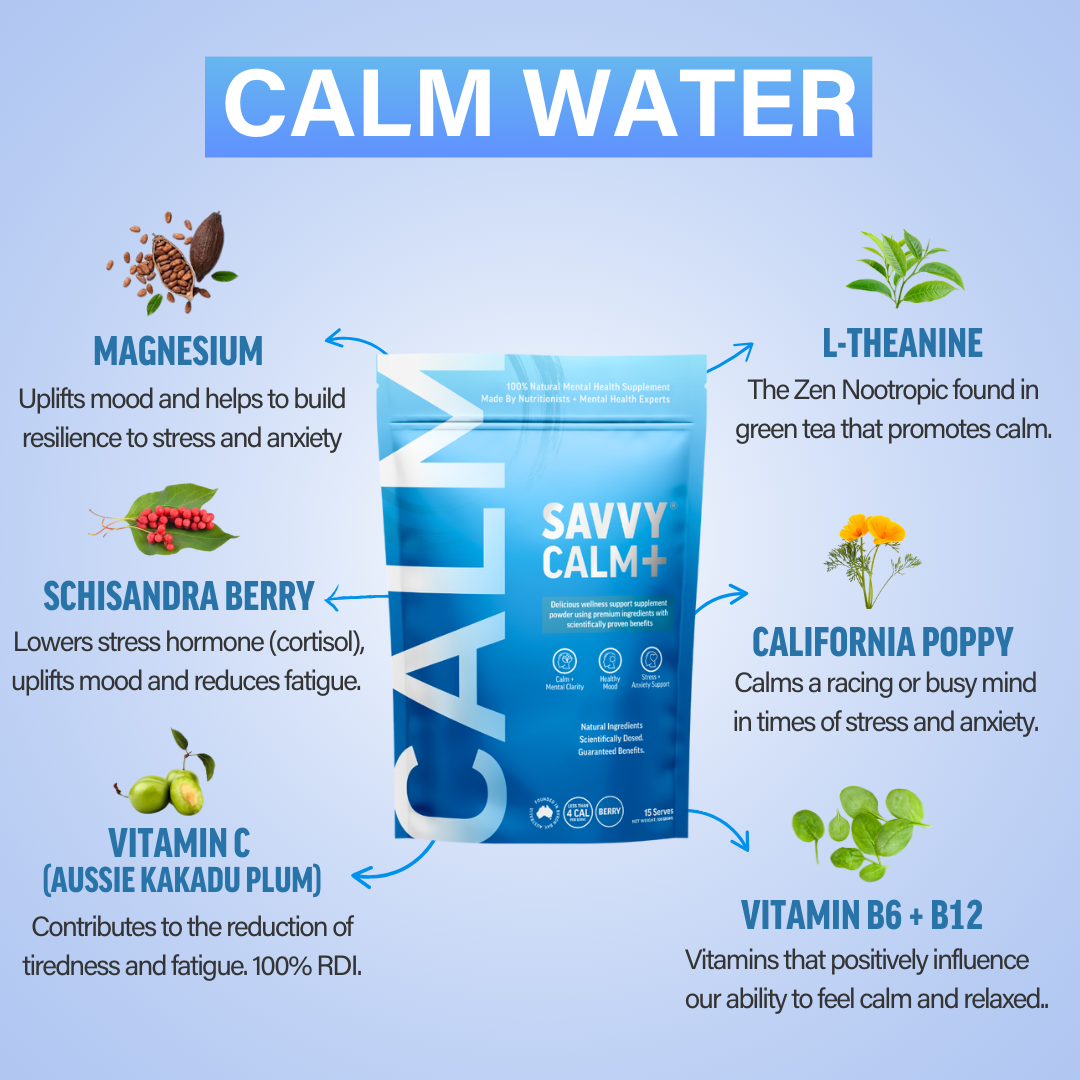 SAVVY BEVERAGES - Functional Calm+ Water - Mental Health Supplement: The Calmest Fortnight