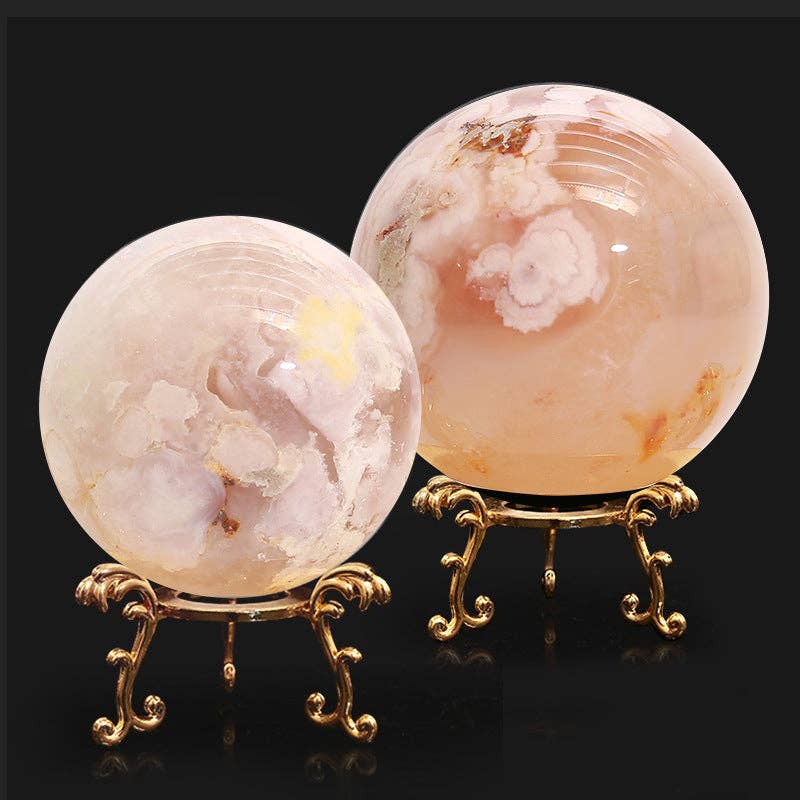 Moon Rituals - Natural Flower Agate Sphere | Cherry Blossom Crystal for Growth & Manifestation: 4.5-5cm