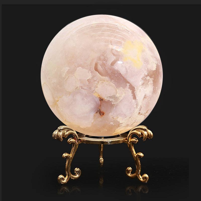 Moon Rituals - Natural Flower Agate Sphere | Cherry Blossom Crystal for Growth & Manifestation: 4.5-5cm