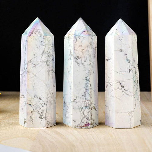 Moon Rituals - Aura Howlite Tower | Positivity, Communication & Angelic Light